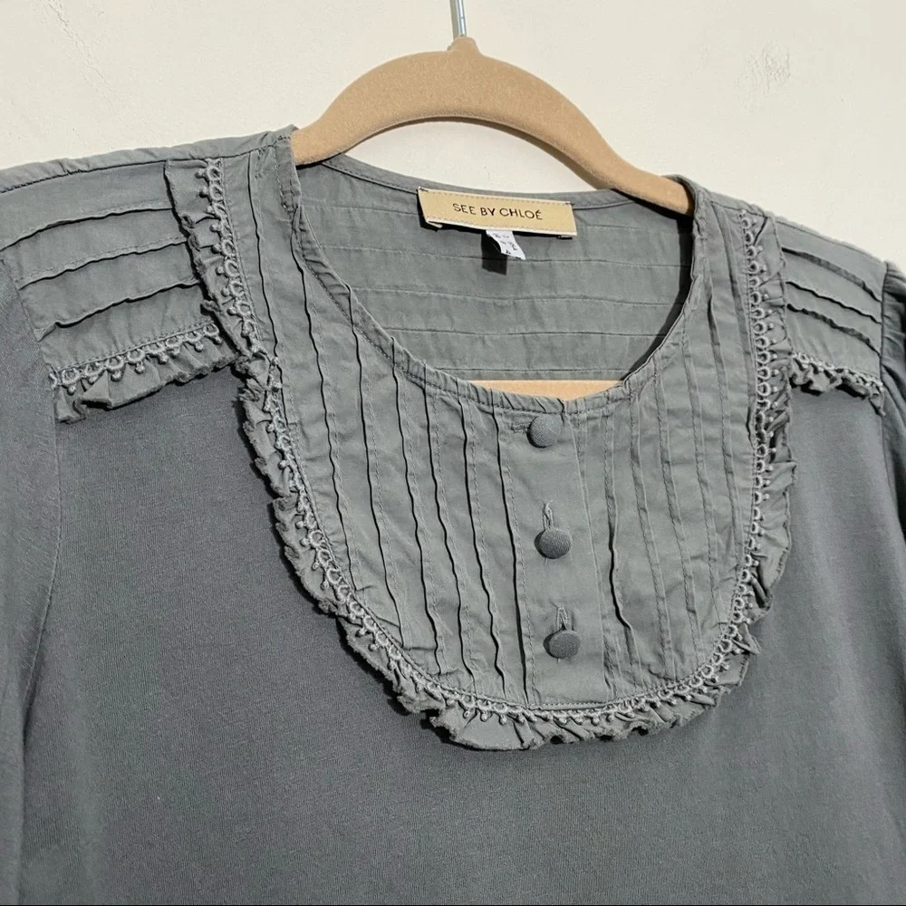 See by Chloe Women’s Blouse top Button side detail - Picture 5 of 12